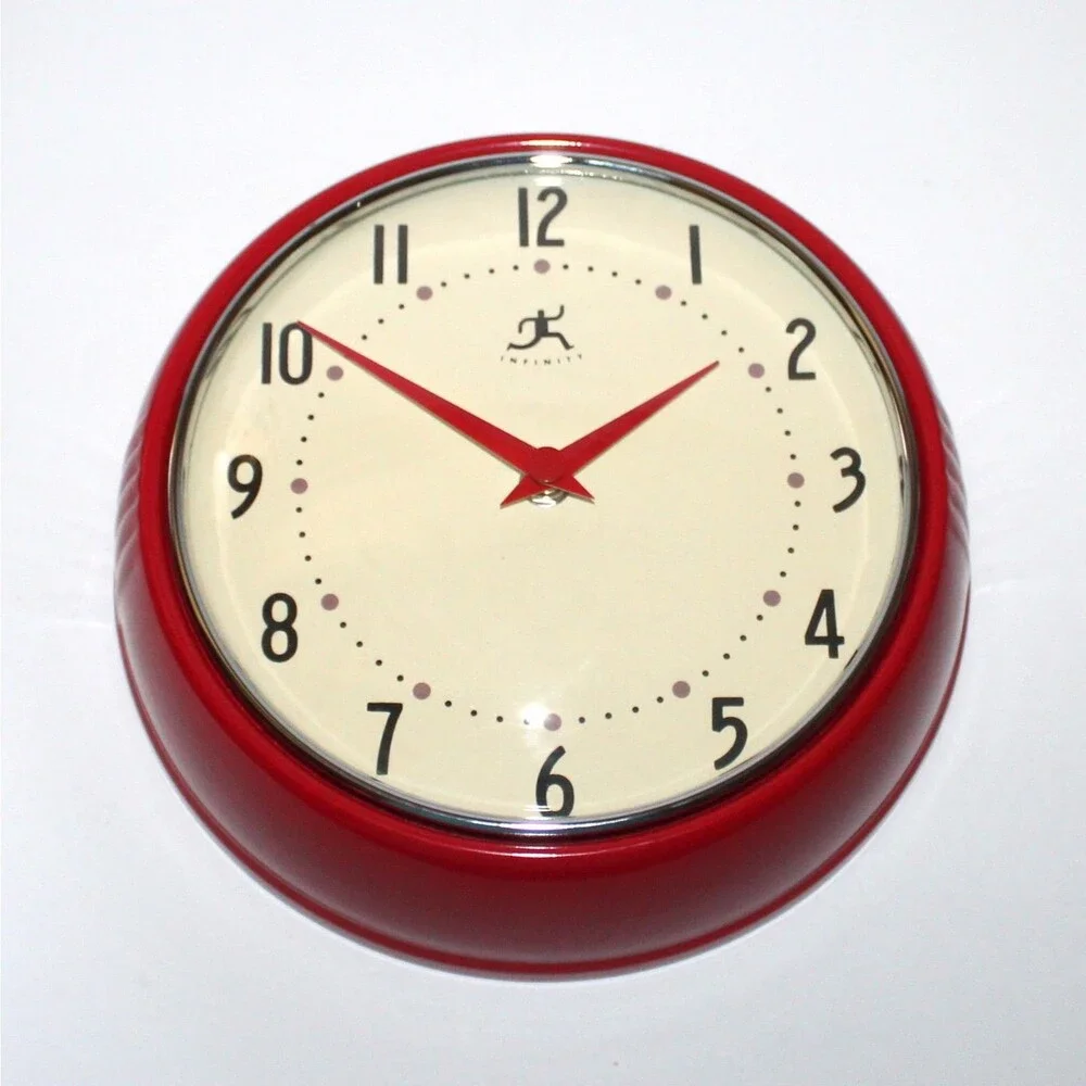 Infinity Retro Wall Clock Red round 9.5